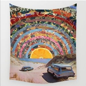 Orange sunset society6 wall tapestry